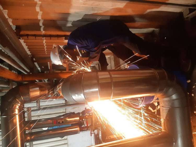 Whyt CXP welder fabricating structural steel