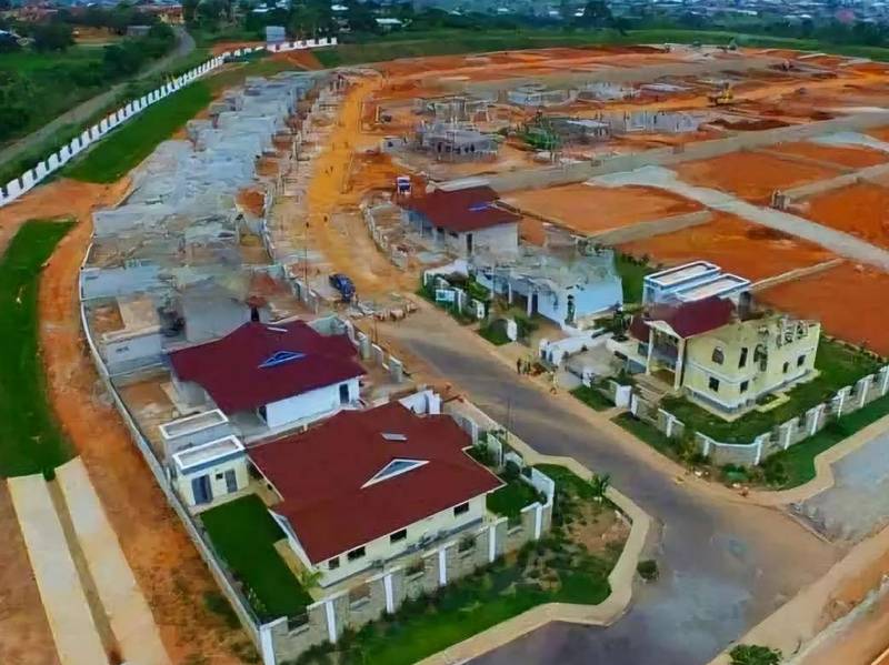 Aerial view of a residential estate under construction