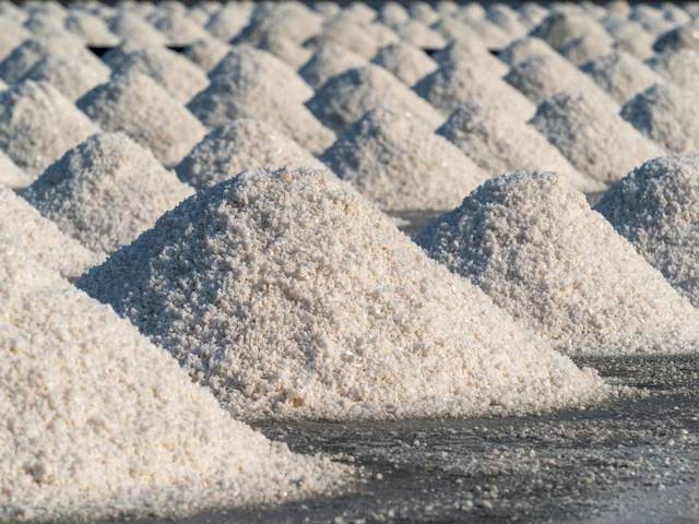 Harvested salt piles at a Whyt CXP mining site