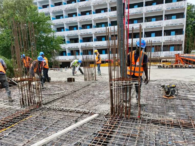 Reinforcement work on the 210-unit hostel at University of Ghana, Legon